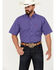 Image #1 - Ariat Men's Jameson Plaid Print Short Sleeve Button-Down Western Shirt - Tall, Dark Blue, hi-res