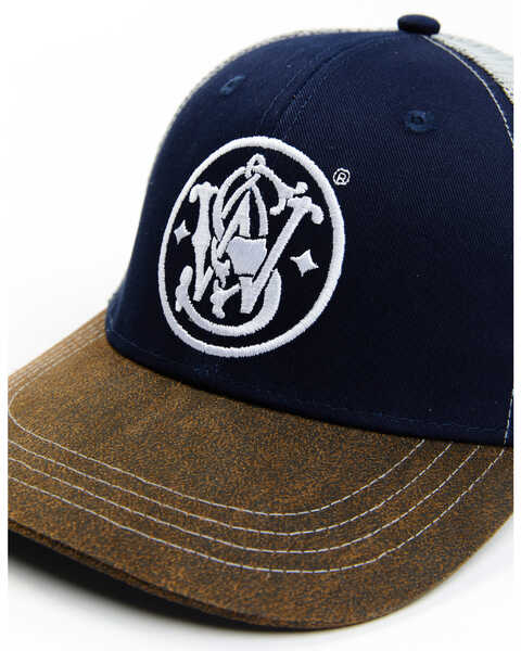 Image #2 - Smith & Wesson Men's Embroidered Logo Mesh Back Cap, Navy, hi-res