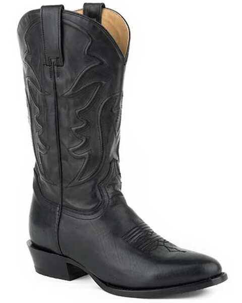 Image #1 - Stetson Men's Ames Corded Shaft Western Boots - Round Toe , Black, hi-res