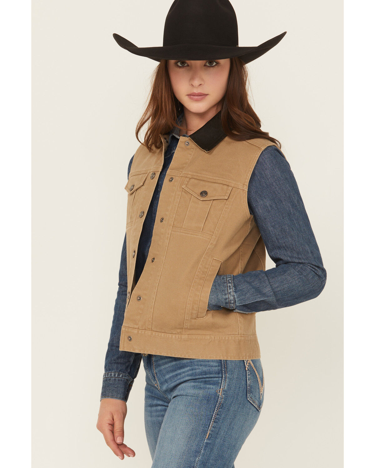 Image #2 - Shyanne Women's Twill Button-Down Utility Vest, Tan, hi-res