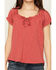 Image #3 - Shyanne Girls' Bow Front Short Sleeve Top, Dark Red, hi-res
