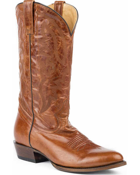 Image #1 - Roper Men's Cassidy Marble Cognac Cowboy Boots - Round Toe, Tan, hi-res