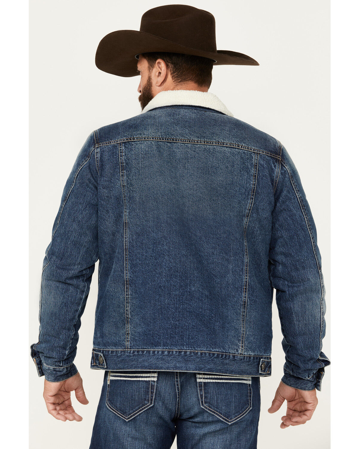Image #4 - Cody James Men's Medium Wash Snap Sherpa Denim Jacket, Medium Wash, hi-res