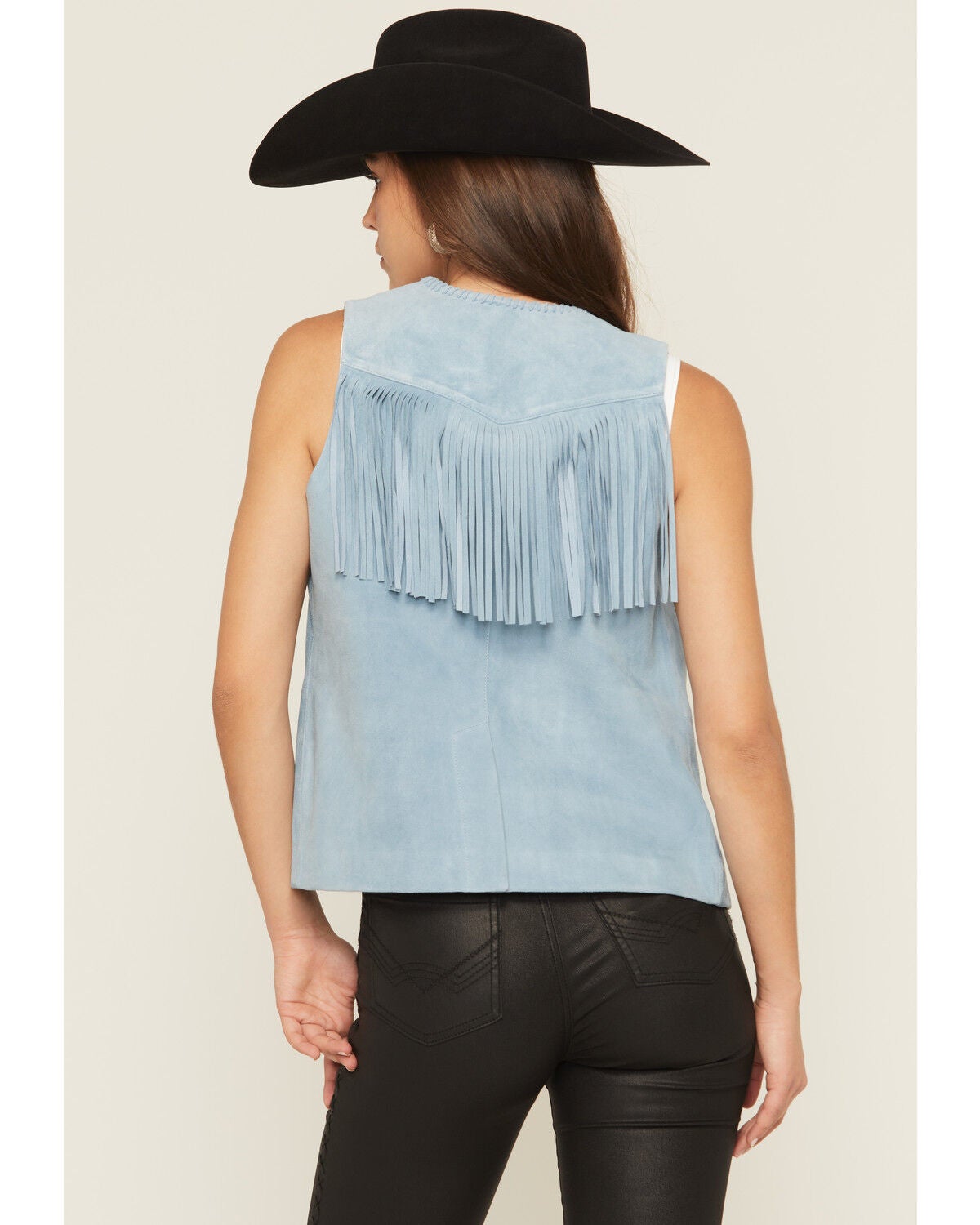Image #4 - Idyllwind Women's Mavert Suede Fringe Vest, Light Blue, hi-res