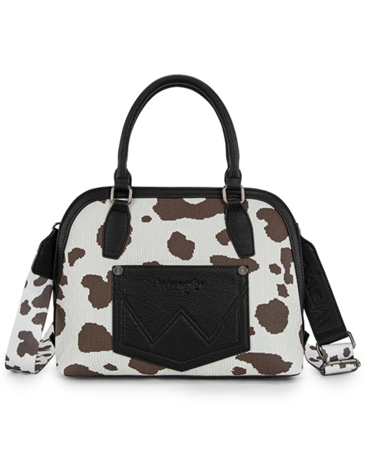 Image #2 - Wrangler Women's Cow Print Satchel Crossbody Bag, Black, hi-res