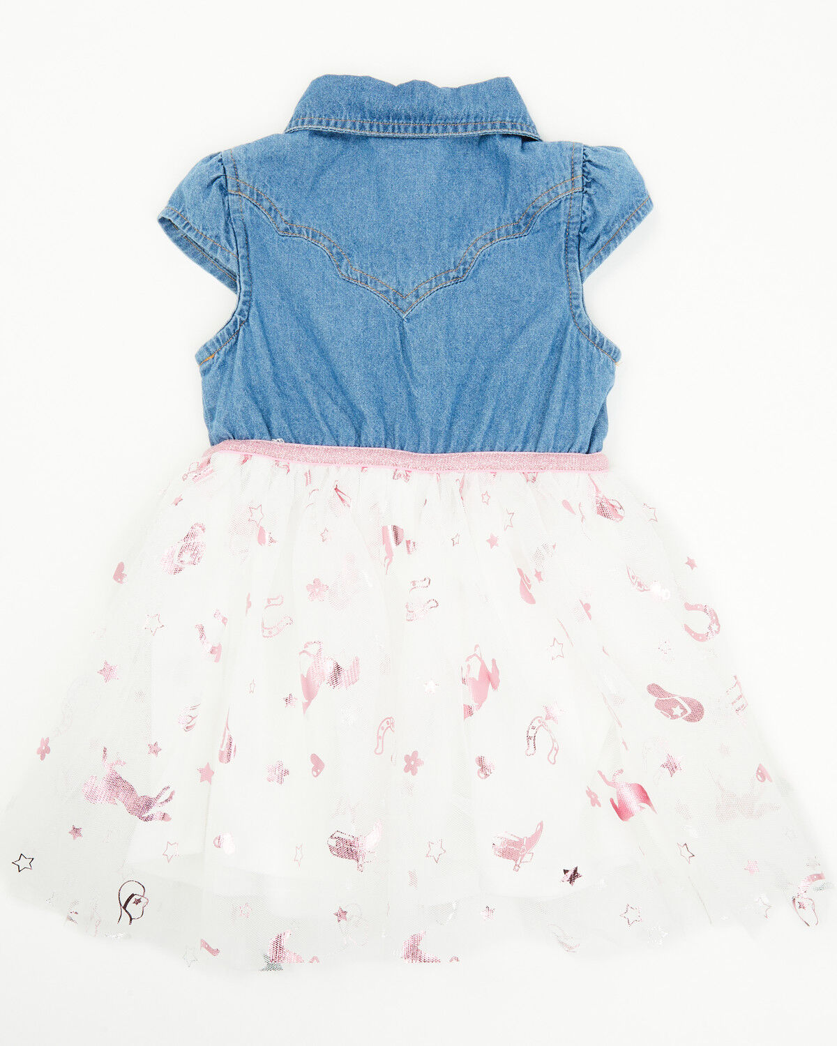 Image #3 - Sugar California Toddler Girls' Denim Short Sleeve Button-Down Tutu Dress, Blue, hi-res