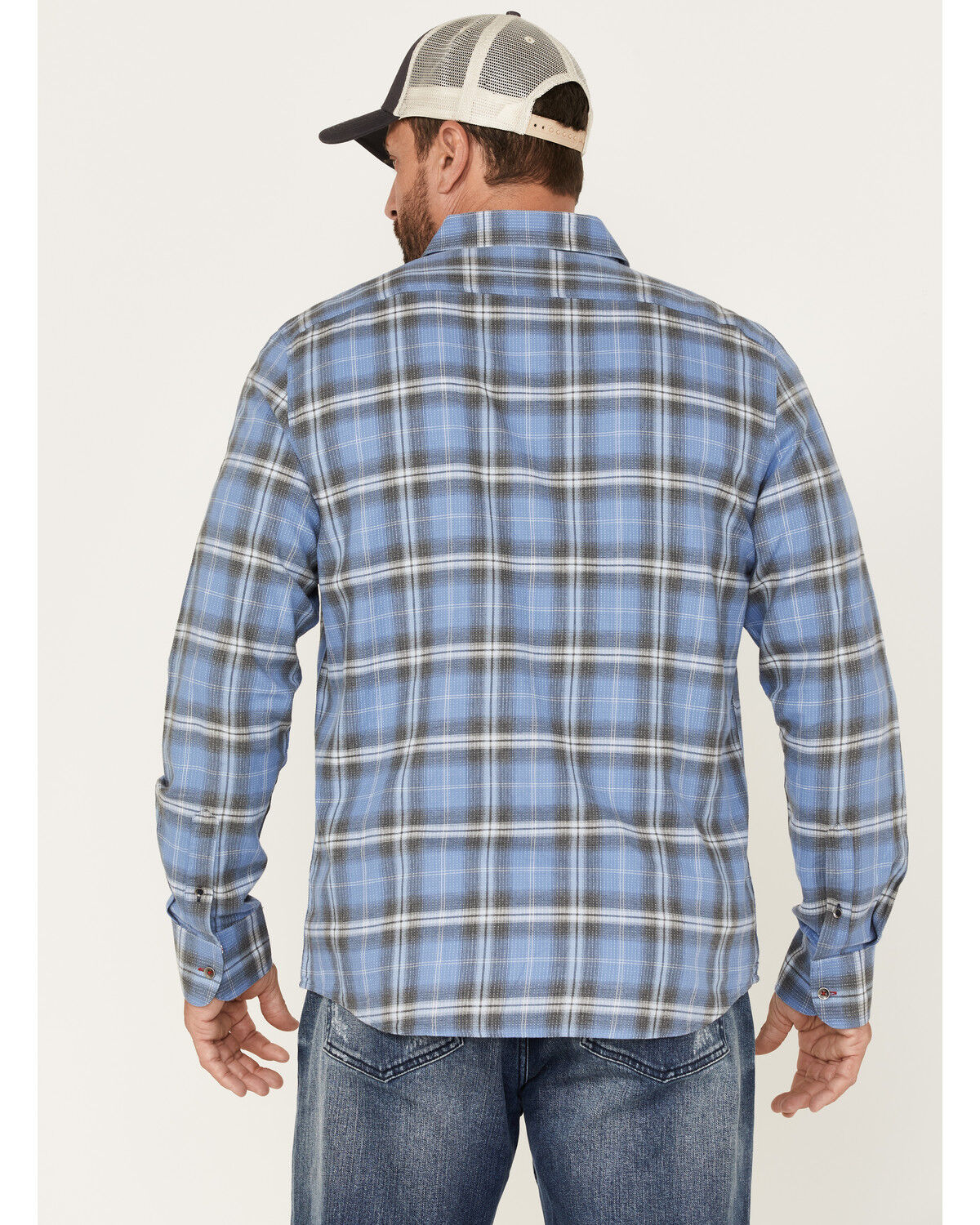 Image #4 - Flag & Anthem Men's Willcox Vintage Wash Plaid Print Long Sleeve Button Down Shirt, Medium Blue, hi-res