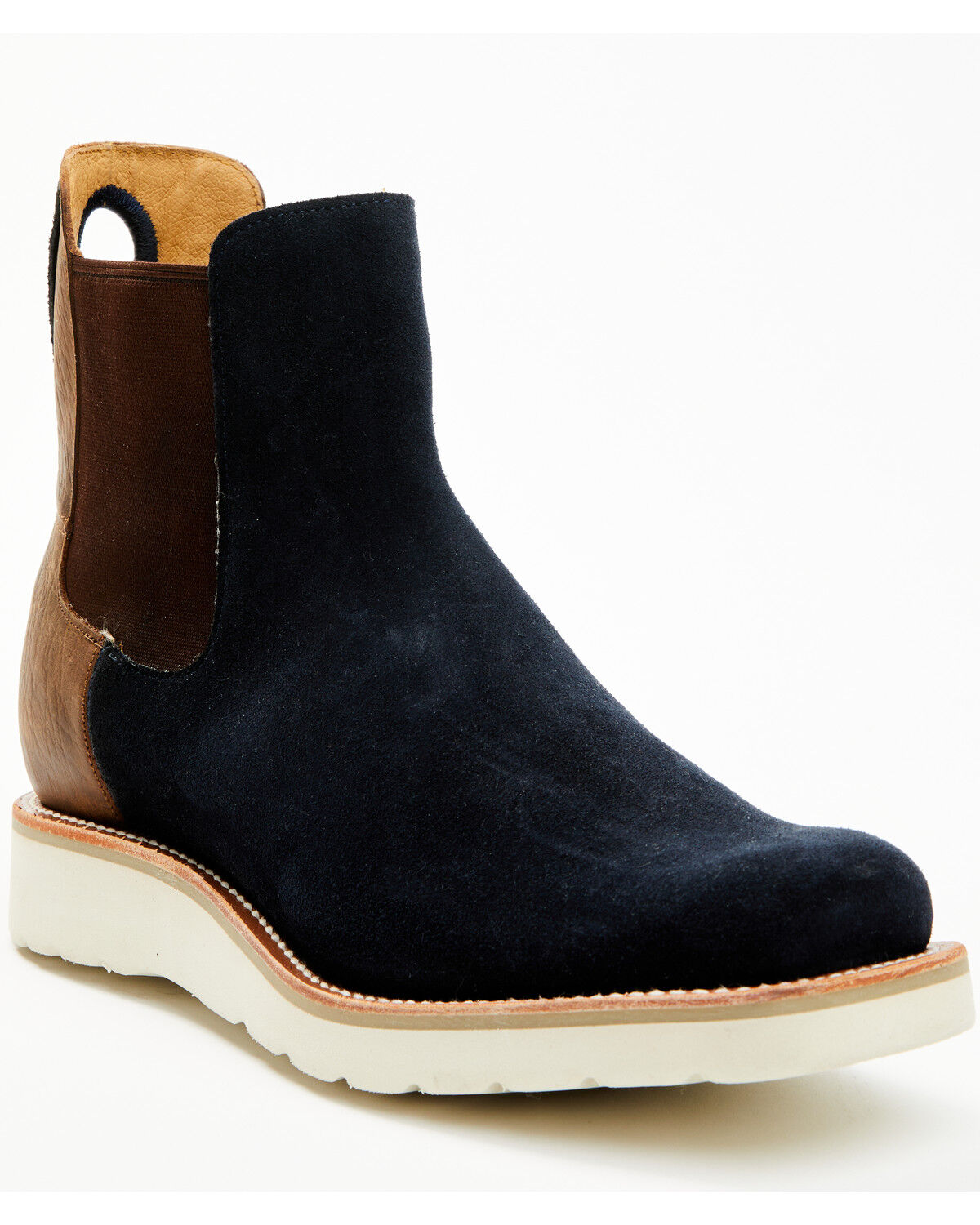 Image #1 - Horse Power Men's Marine Suede Chelsea Boots - Square Toe, Blue, hi-res