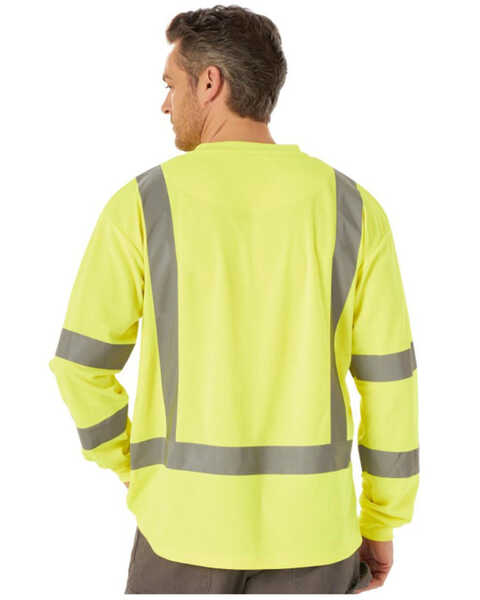 Image #2 - Wrangler Riggs Men's Safety High Visibility Long Sleeve Work T-Shirt  , Yellow, hi-res
