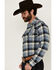 Image #2 - Blue Ranchwear Men's Finney Plaid Print Long Sleeve Snap Western Shirt, Indigo, hi-res