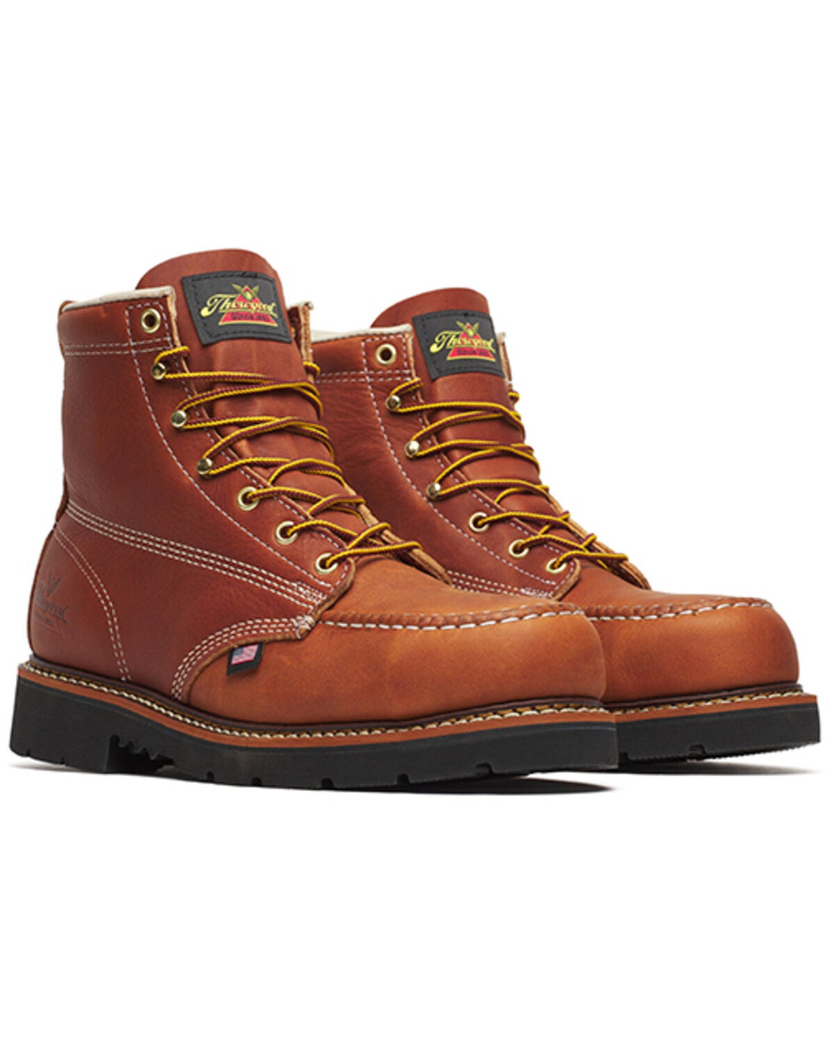 Thorogood Men's 6" American Heritage MAXWear 90 Moc Work Boots - Steel Toe, Brown, hi-res