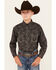 Image #1 - Rock & Roll Denim Boys' Paisley Print Long Sleeve Snap Western Shirt, Black, hi-res