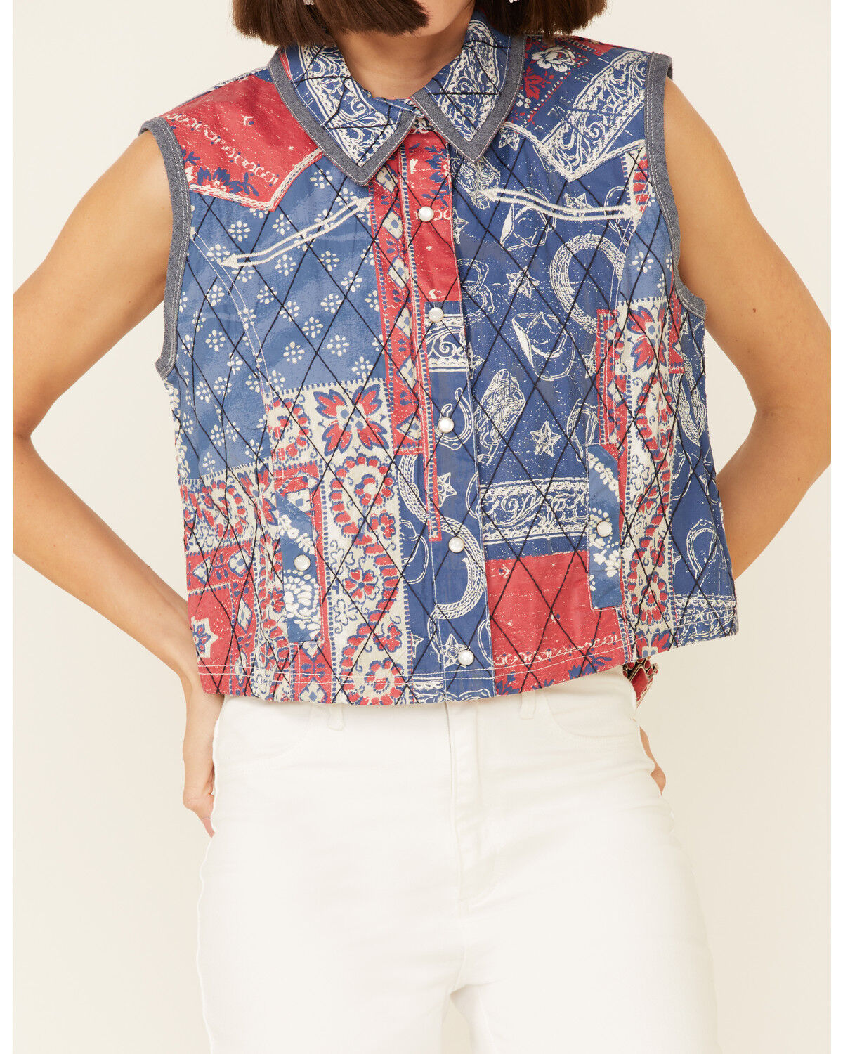 Image #3 - Double D Ranch Women's Multi Print Liberty & Justice For All Snap-Front Vest, Multi, hi-res