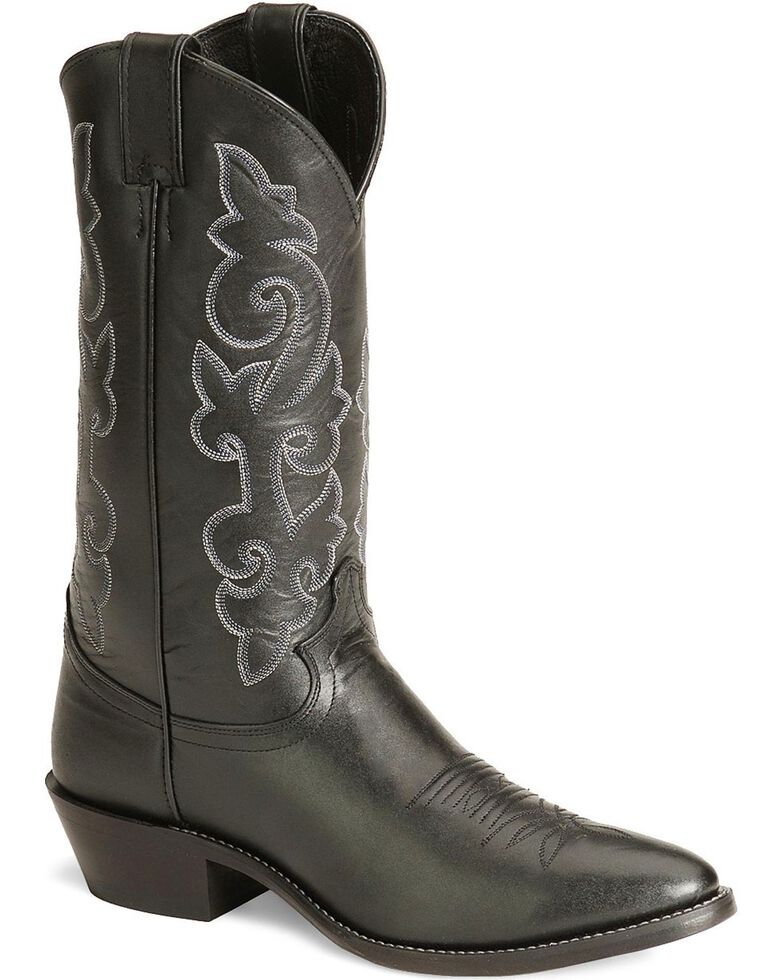 Justin Men's London Calfskin Cowboy Boots - Medium Toe, Black, hi-res