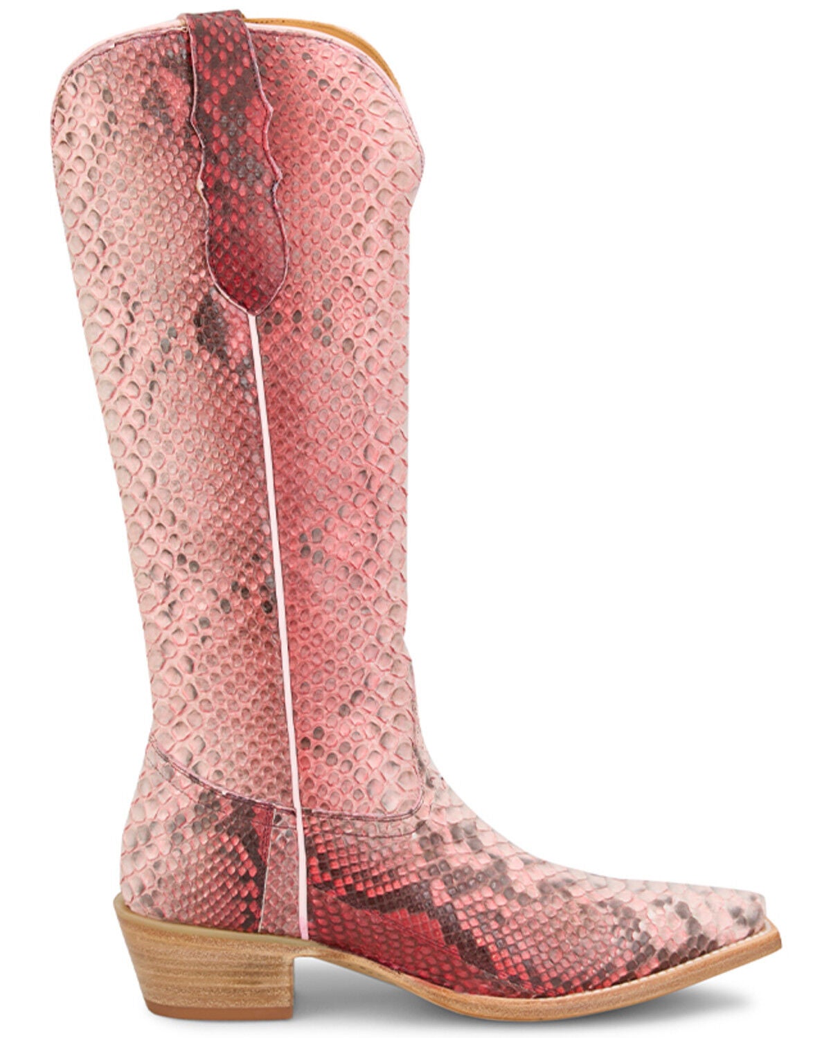 Image #2 - Tony Lama Women's Black Label Exotic Python Tall Western Boots - Snip Toe, Red, hi-res