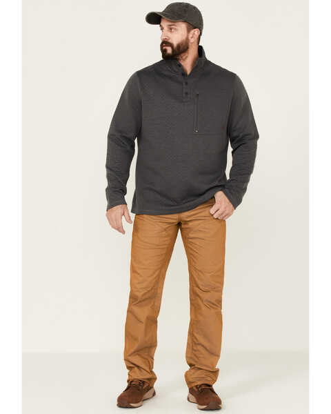 Image #2 - Brothers and Sons Men's Solid Quilt Weathered Mock 1/4 Button Front Pullover, Charcoal, hi-res