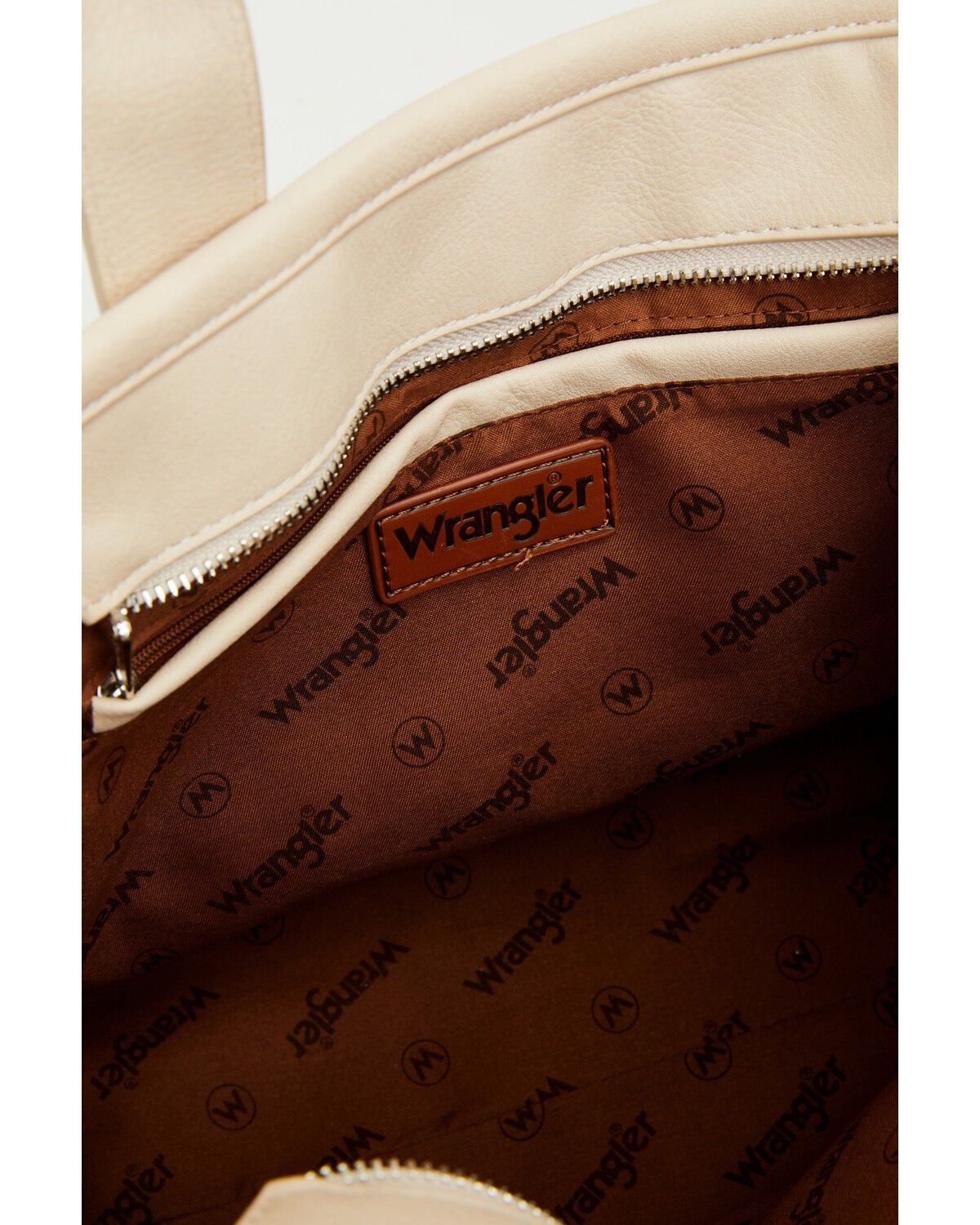 Image #4 - Wrangler X Boot Barn Women's Cow Print Square Tote, Beige, hi-res