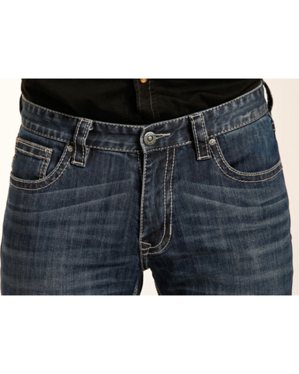Image #8 - Rock & Roll Denim Men's Small "V" Reflex Revolver Slim Straight Jeans, Indigo, hi-res