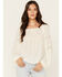 Image #1 - Jolt Women's Lace Trim Peasant Top, Ivory, hi-res