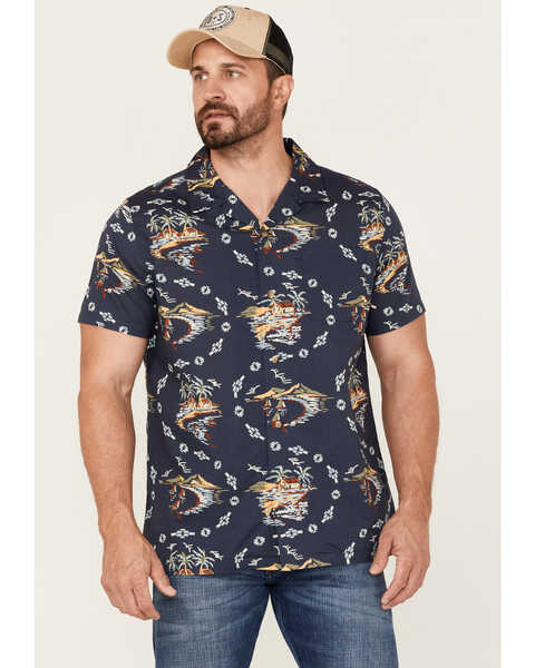 Image #1 - Pendleton Men's Hula Girl Tropical Print Short Sleeve Button-Down Western Shirt , Blue, hi-res