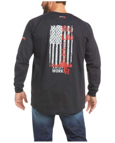 Image #2 - Ariat Men's FR Air Rig Life Graphic Long Sleeve Work Shirt , Black, hi-res