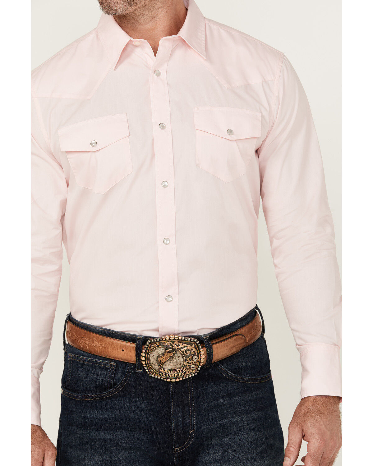 Image #3 - Gibson Trading Co Men's Campfire Solid Long Sleeve Pearl Snap Western Shirt, Pink, hi-res