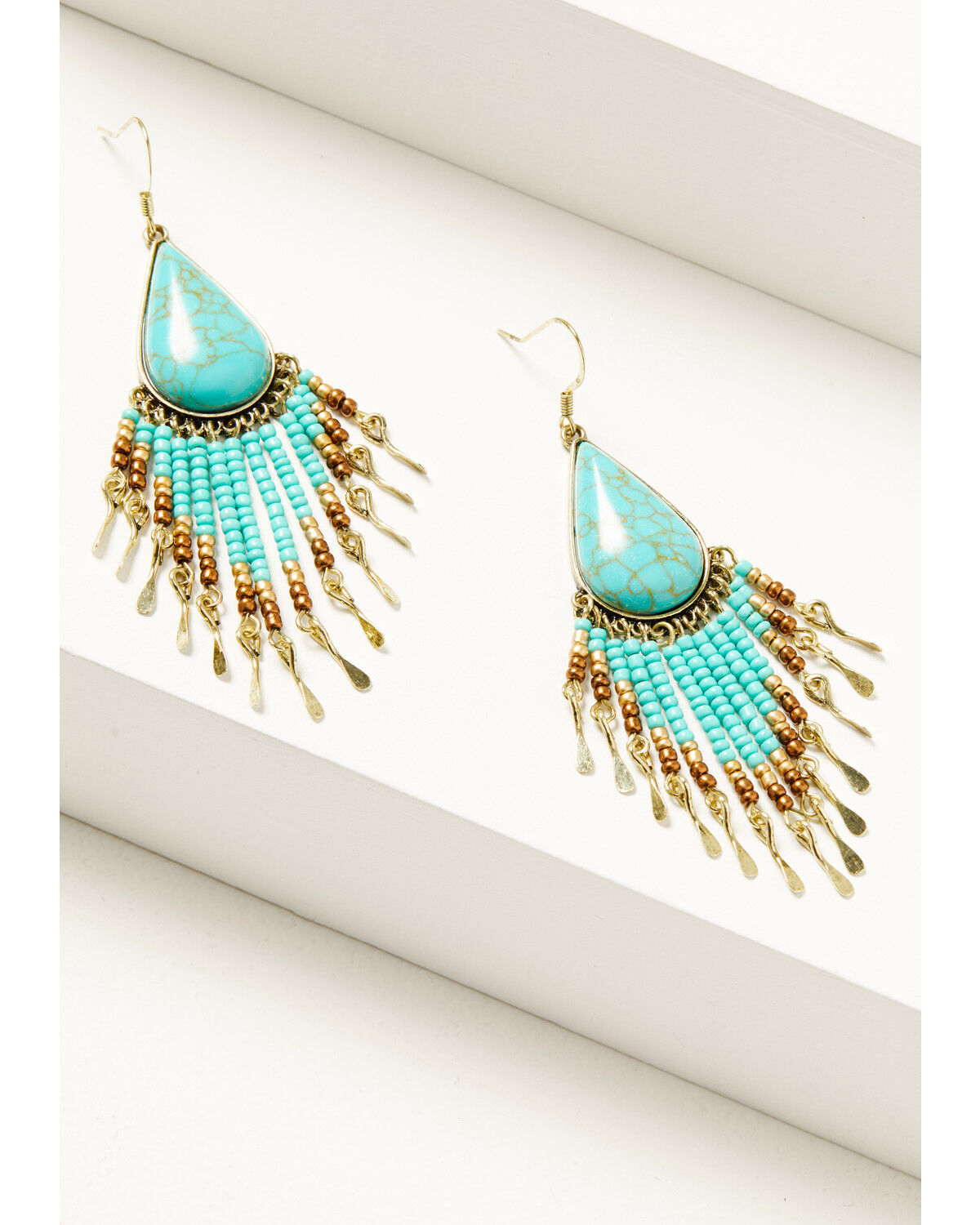 Image #2 - Shyanne Women's Desert Boheme Beaded Fringe Earrings, Gold, hi-res