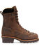 Image #2 - Carolina Men's 8" Crazy Horse Waterproof Lace-to-Toe Logger Boots - Round Toe, Brown, hi-res