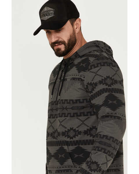 Image #2 - Powder River Outfitters Men's 1/4 Zip Southwestern Print Hooded Pullover, Black, hi-res