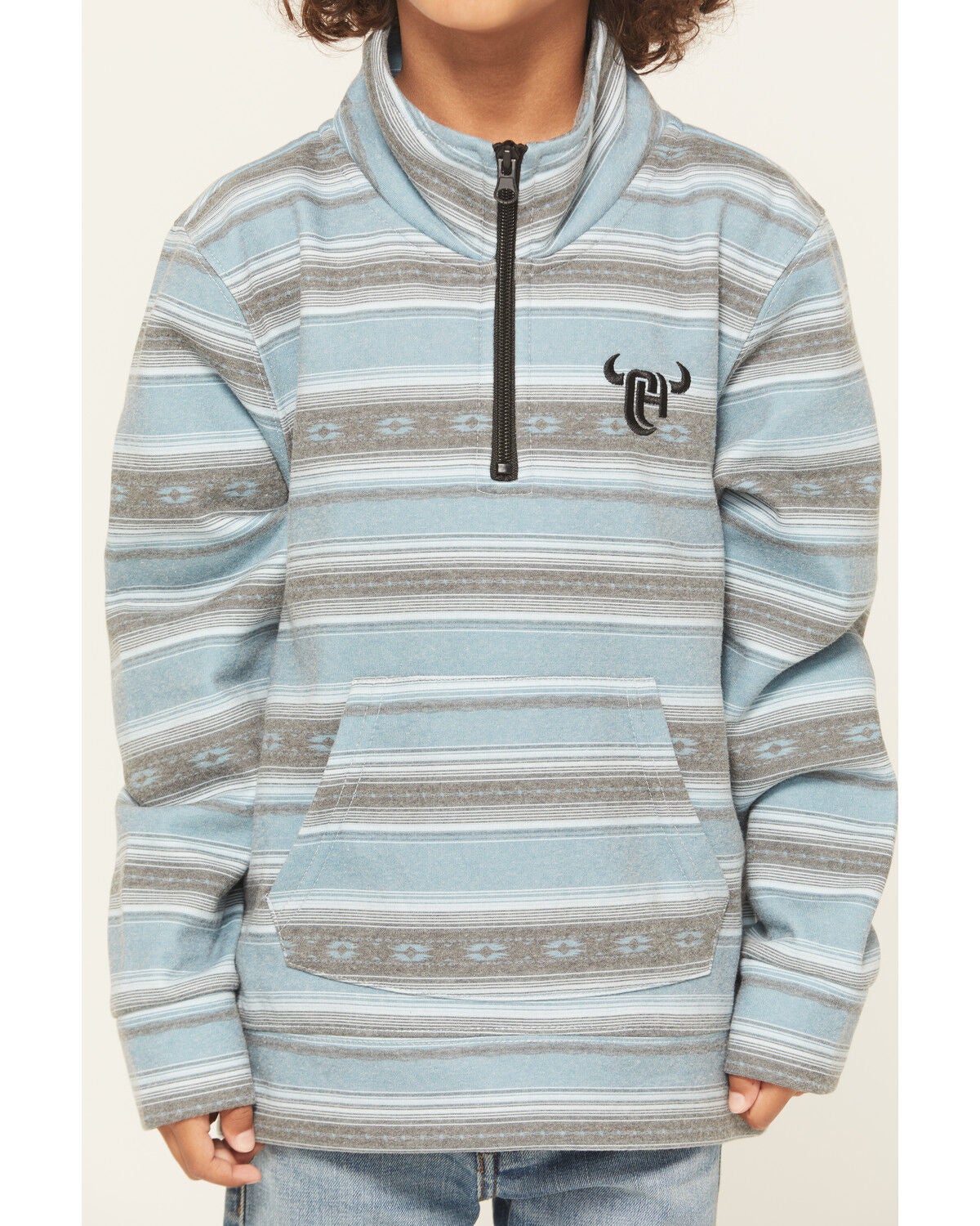 Image #3 - Cowboy Hardware Boys' Serape Striped Print 1/4 Zip Pullover, Multi, hi-res