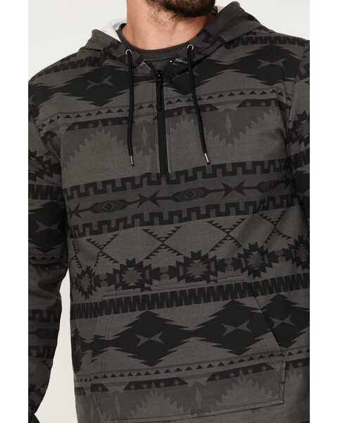 Image #3 - Powder River Outfitters Men's 1/4 Zip Southwestern Print Hooded Pullover, Black, hi-res