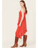 Image #2 - Angie Women's Solid Ruffle Hem Sleeveless Mini Dress, Red, hi-res