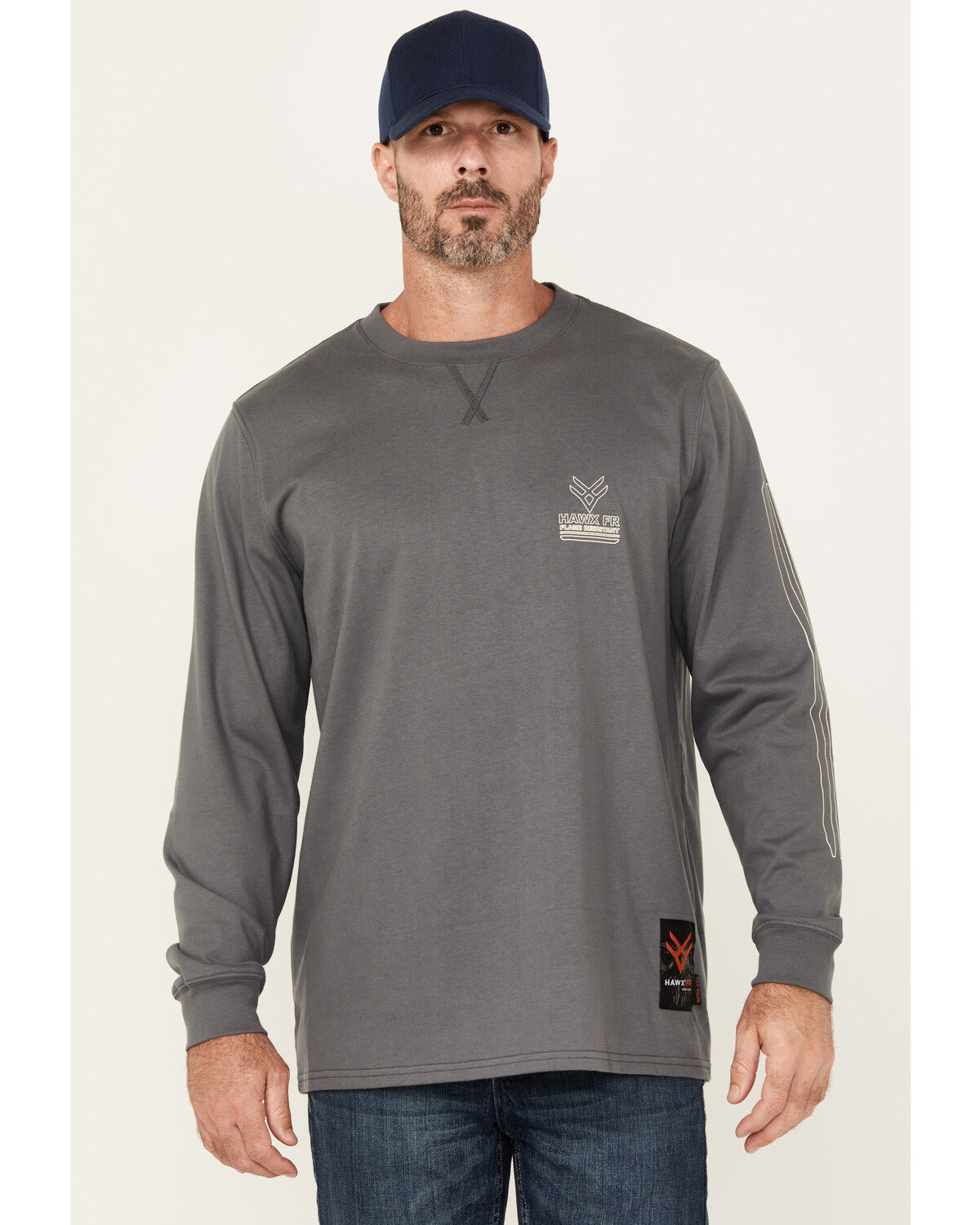 Image #2 - Hawx Men's FR Hawx Long Sleeve Graphic Work T-Shirt, Charcoal, hi-res