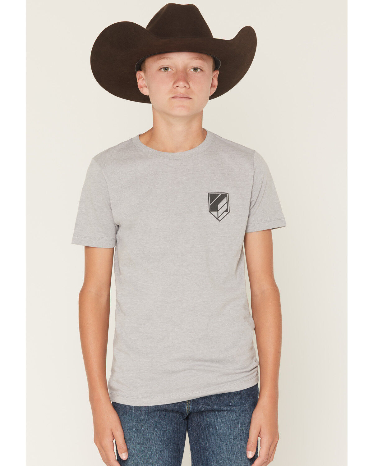 Image #2 - RANK 45® Boys' Americana Cowboy Logo Short Sleeve Graphic T-Shirt, Silver, hi-res