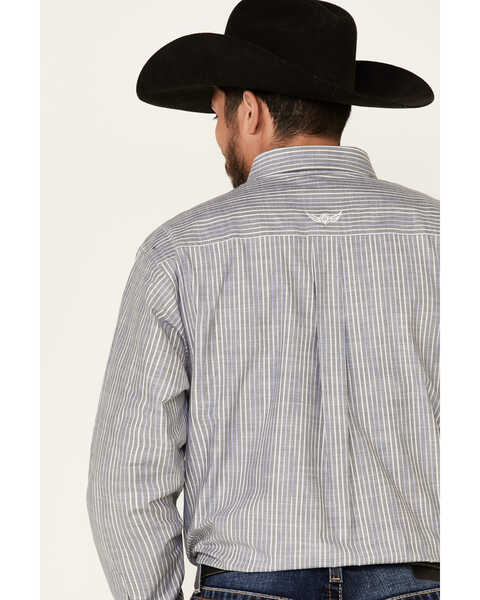 Image #5 - Ariat Men's Structure Stretch Striped Long Sleeve Western Shirt , Grey, hi-res