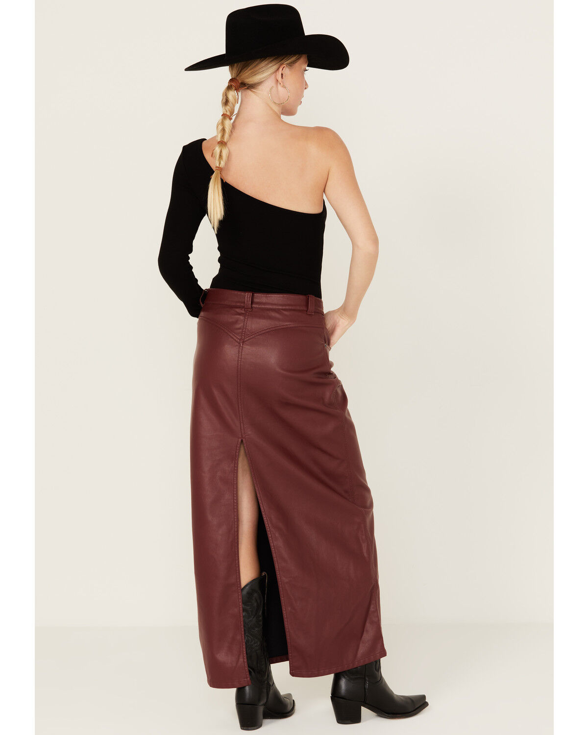 Image #3 - Free People Women's City Slicker Faux Leather Maxi Skirt, Red, hi-res