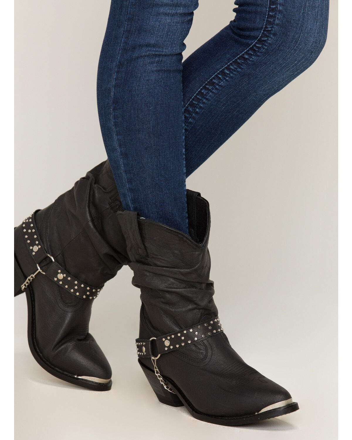 Image #2 - Shyanne Women's Tammye Slouch Harness Fashion Boots - Round Toe, Black, hi-res