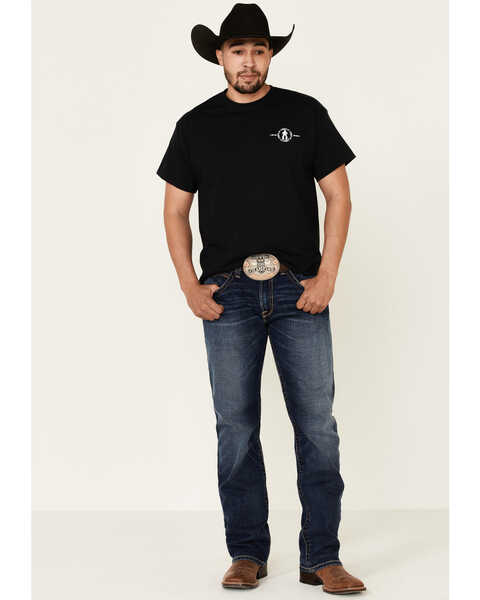 Image #2 - Cowboy Up Men's Two Words America Short Sleeve Graphic T-Shirt , Black, hi-res