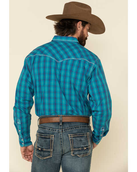 Image #3 - Wrangler 20X Men's Advanced Comfort Plaid Print Long Sleeve Western Shirt , Blue, hi-res