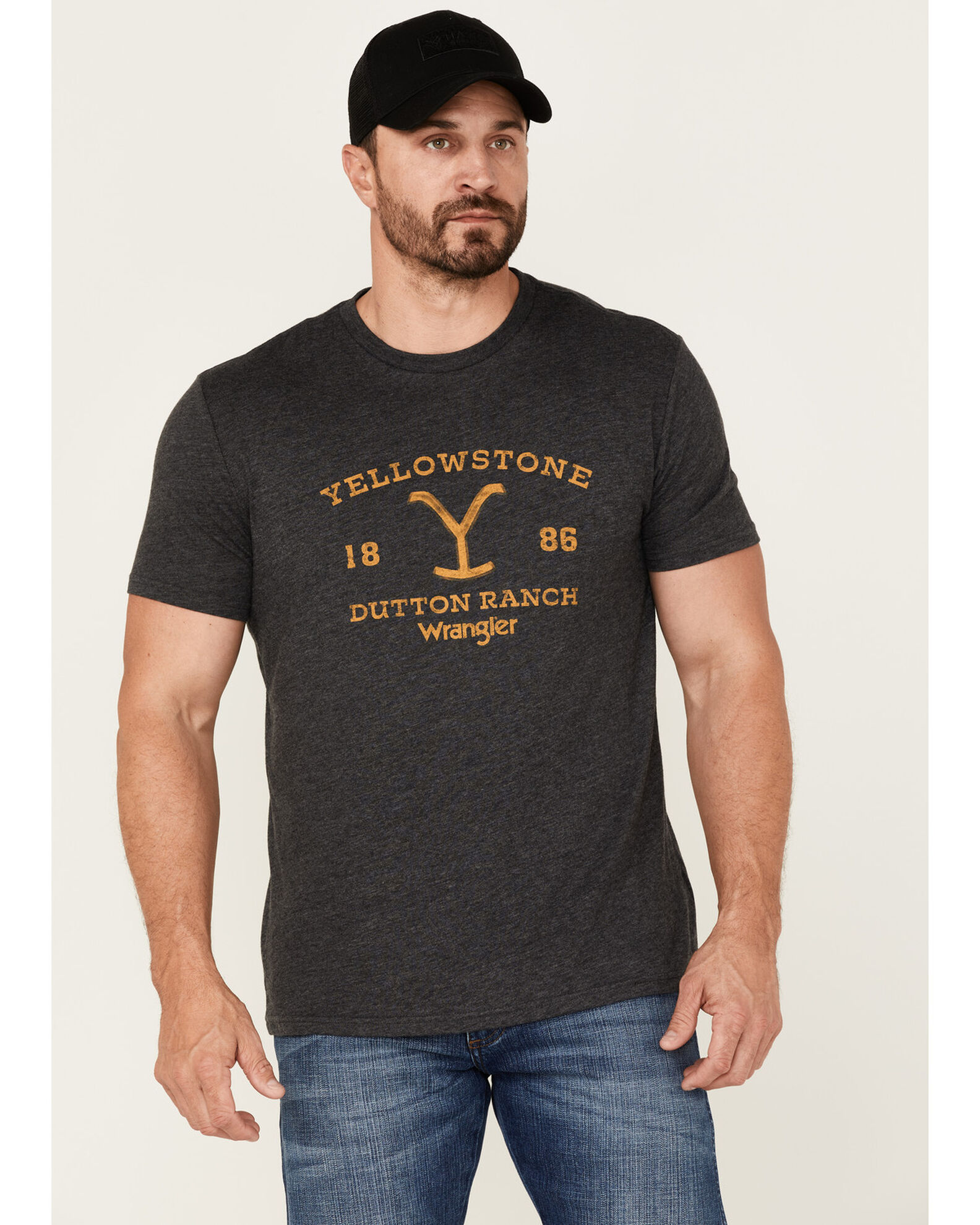 Wrangler Men's Heathered Yellowstone Dutton Ranch Logo Graphic T-Shirt -  Country Outfitter
