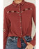 Image #3 - Shyanne Women's Embroidered Long Sleeve Tie Front Pearl Snap Shirt, Rust Copper, hi-res