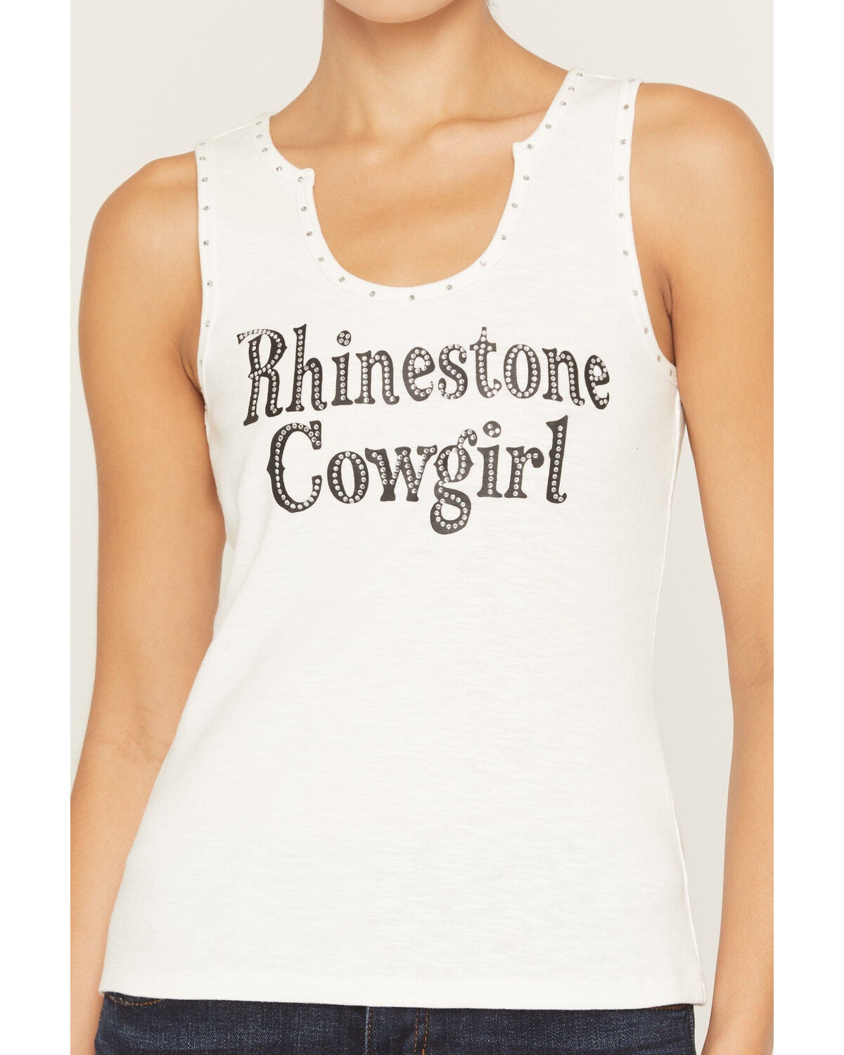 Image #3 - Idyllwind Women's Rhinestone Cowgirl Muscle Tank, Cream, hi-res