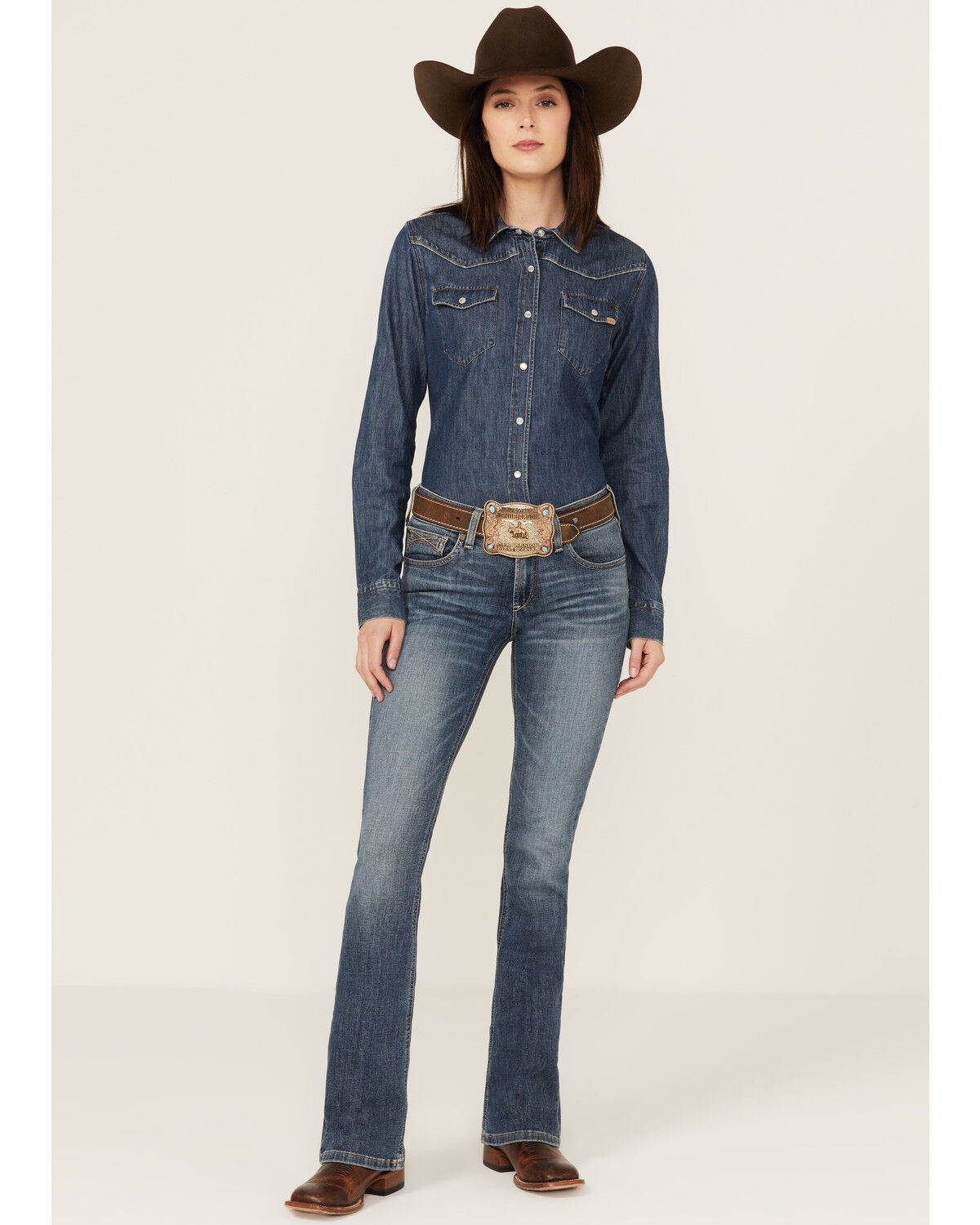 Image #1 - Ariat Women's Dark Wash Ella Bootcut Denim Jeans, Dark Wash, hi-res
