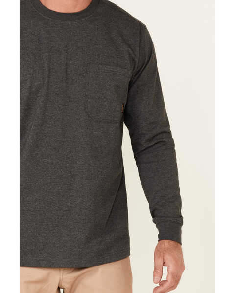 Image #3 - Hawx Men's Solid Charcoal Forge Long Sleeve Work Pocket T-Shirt , Charcoal, hi-res