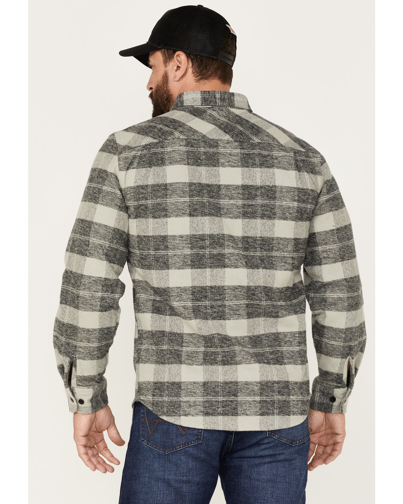 Image #4 - Brixton Men's Bowery Long Sleeve Button Down Flannel Shirt, Charcoal, hi-res