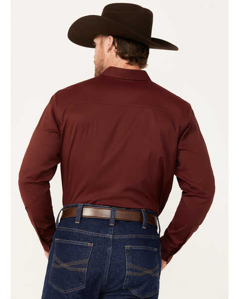 Image #4 - RANK 45® Men's Logo Long Sleeve Button-Down Performance Western Shirt, Wine, hi-res