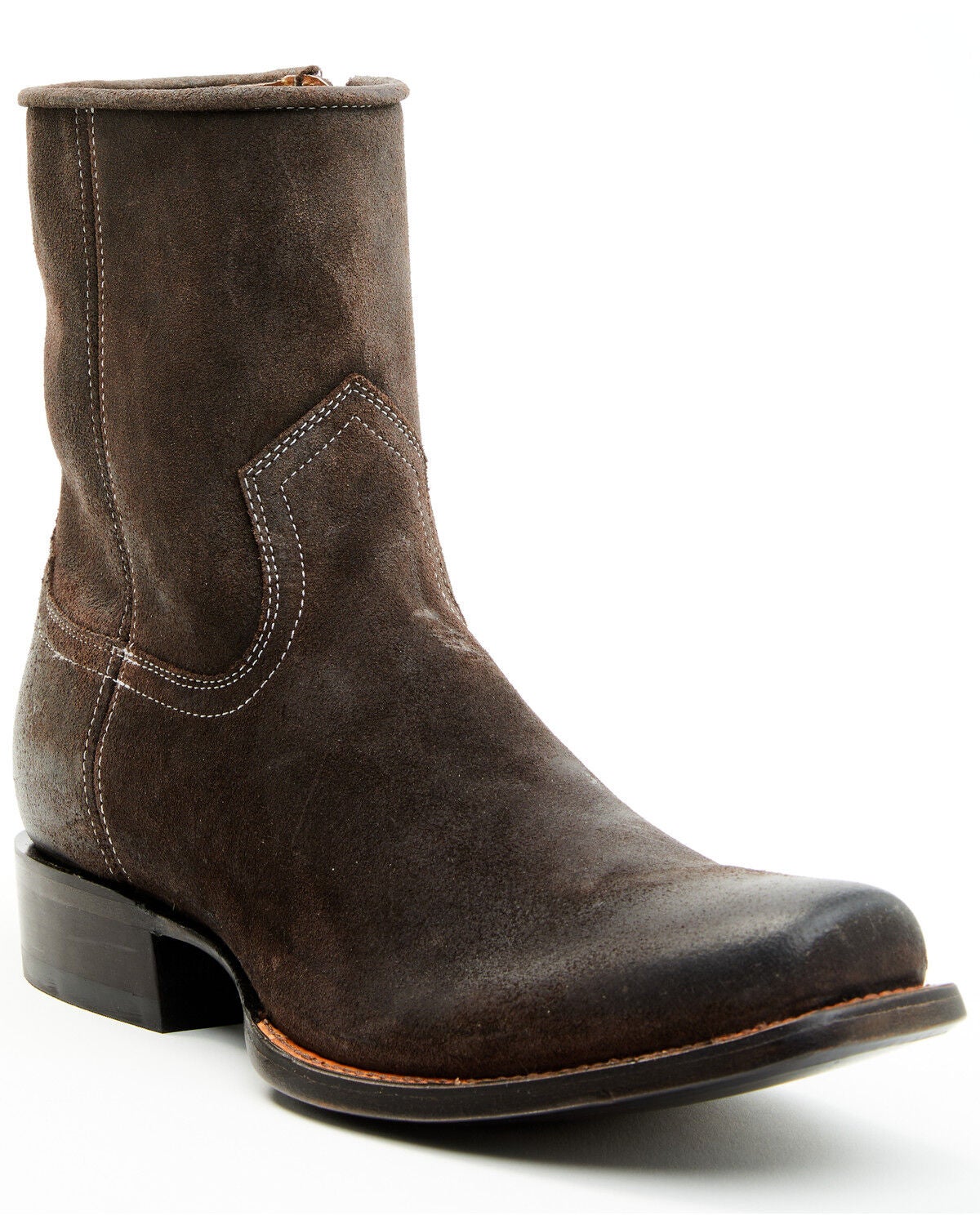 Moonshine Spirit&reg; Men's 8" Pancho Roughout Zipper Western Boots - Square Toe, Chocolate, hi-res