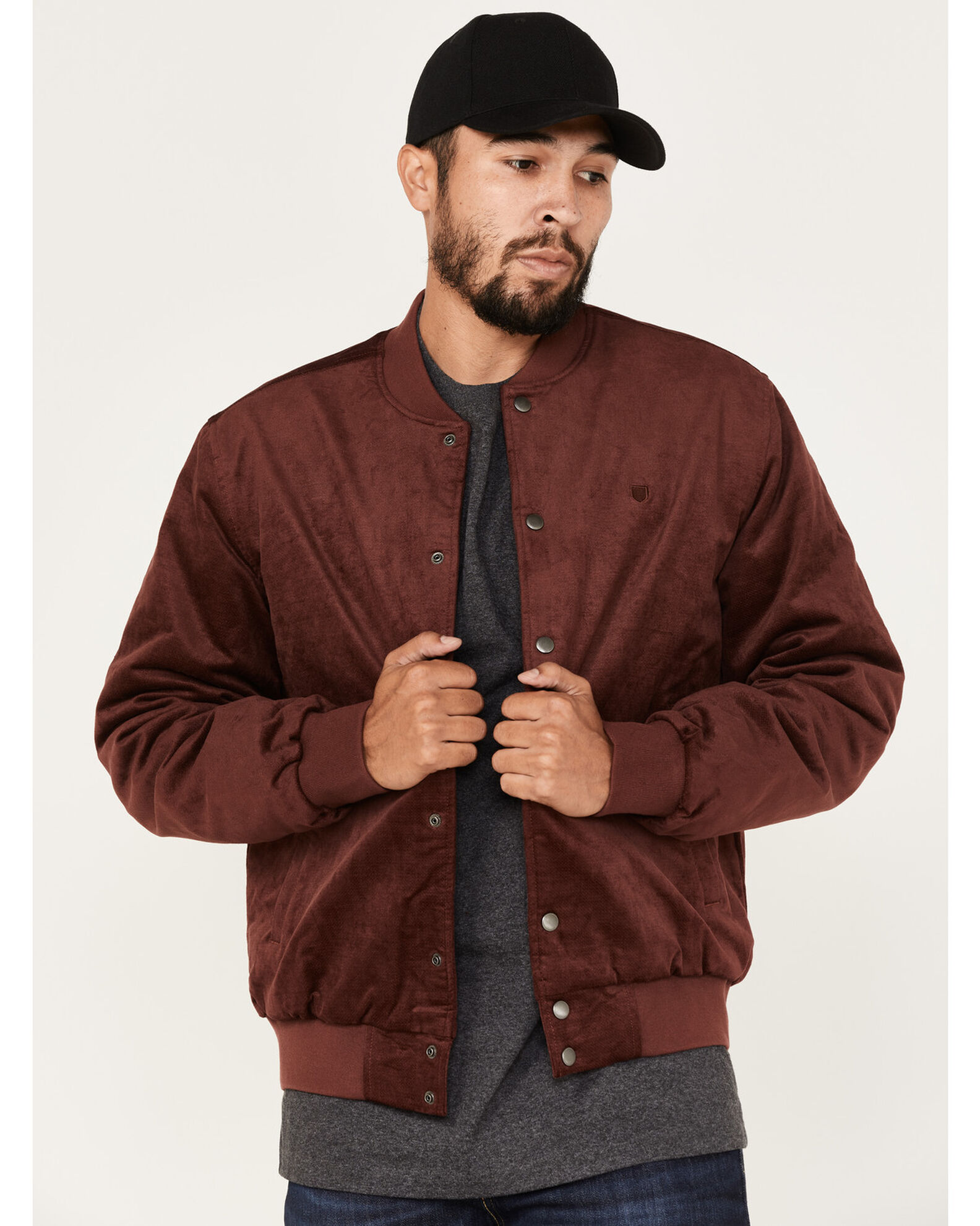 Image #1 - Brixton Men's Dillinger Bomber Jacket, Burgundy, hi-res