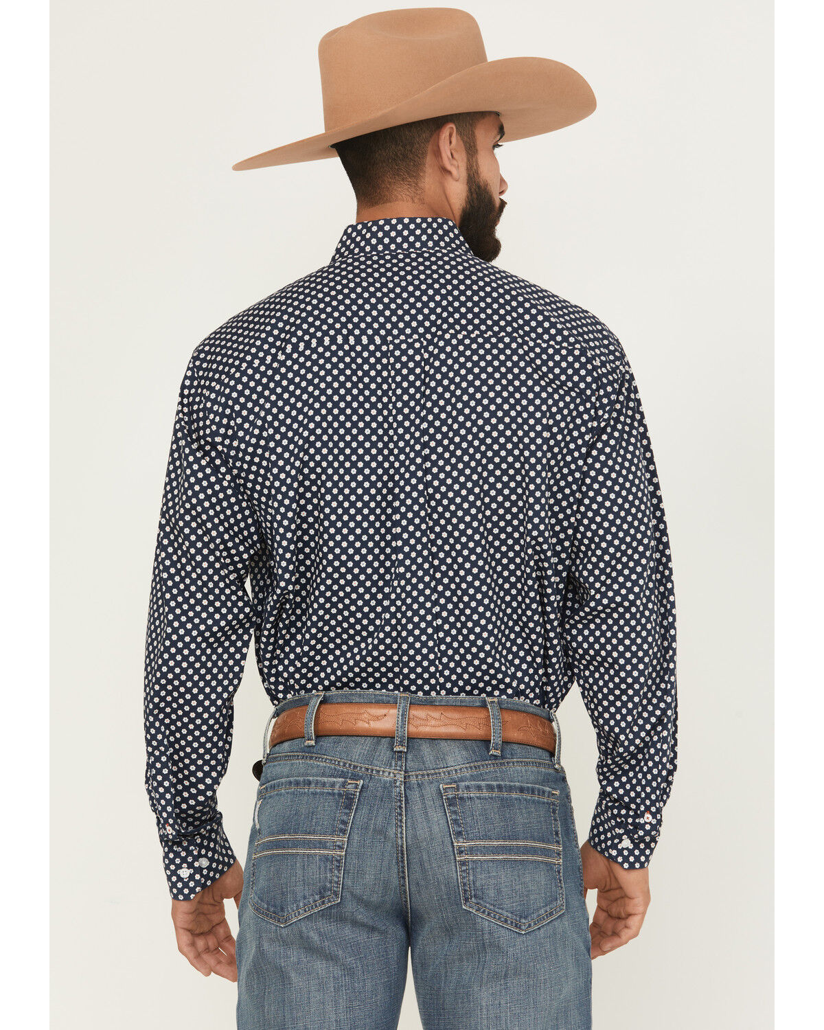 Image #4 - Cinch Men's Floral Print Long Sleeve Button-Down Western Shirt - Big, Navy, hi-res
