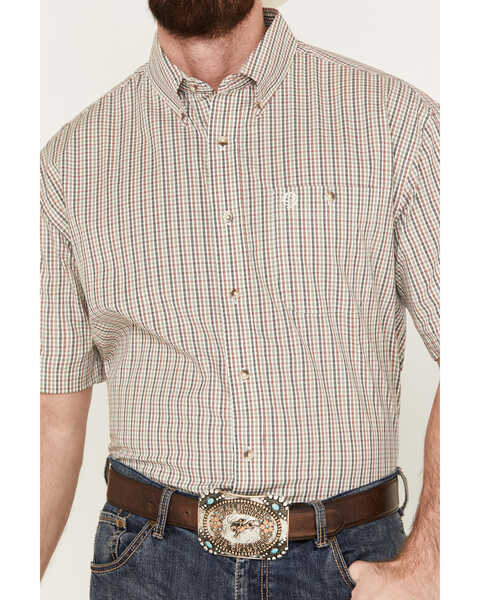 Image #3 - George Strait by Wrangler Men's Checkered Print Short Sleeve Stretch Button Down Shirt - Big & Tall, Olive, hi-res